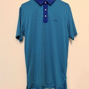 Southern Tide Teal and Navy Striped Polo